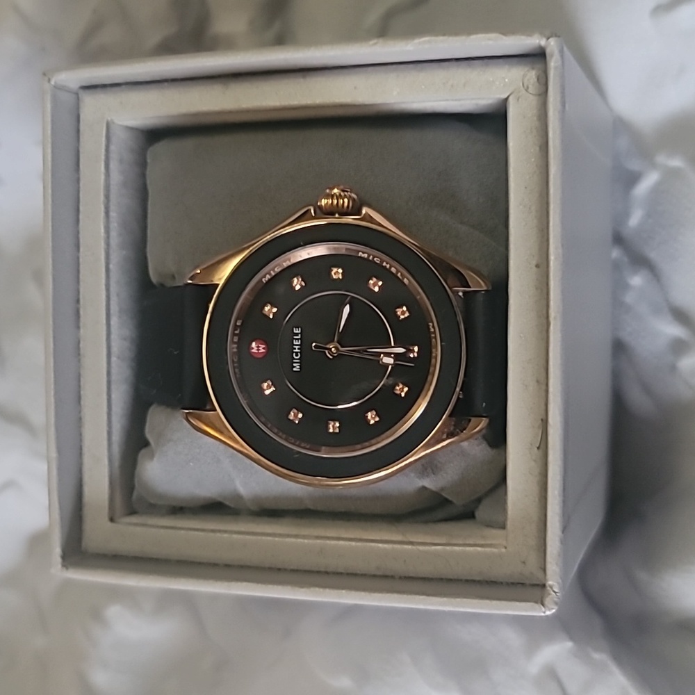 Michele Rose Gold and Black Sport Watch
